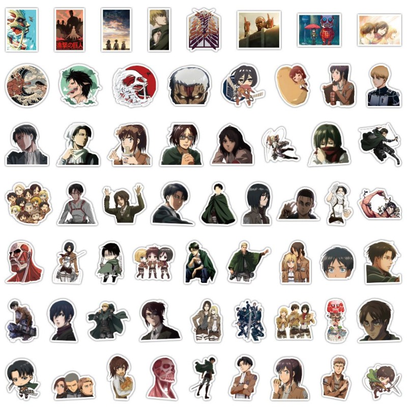 Laptop Bag Waterproof - 60 Buah Stiker Anime Attack On