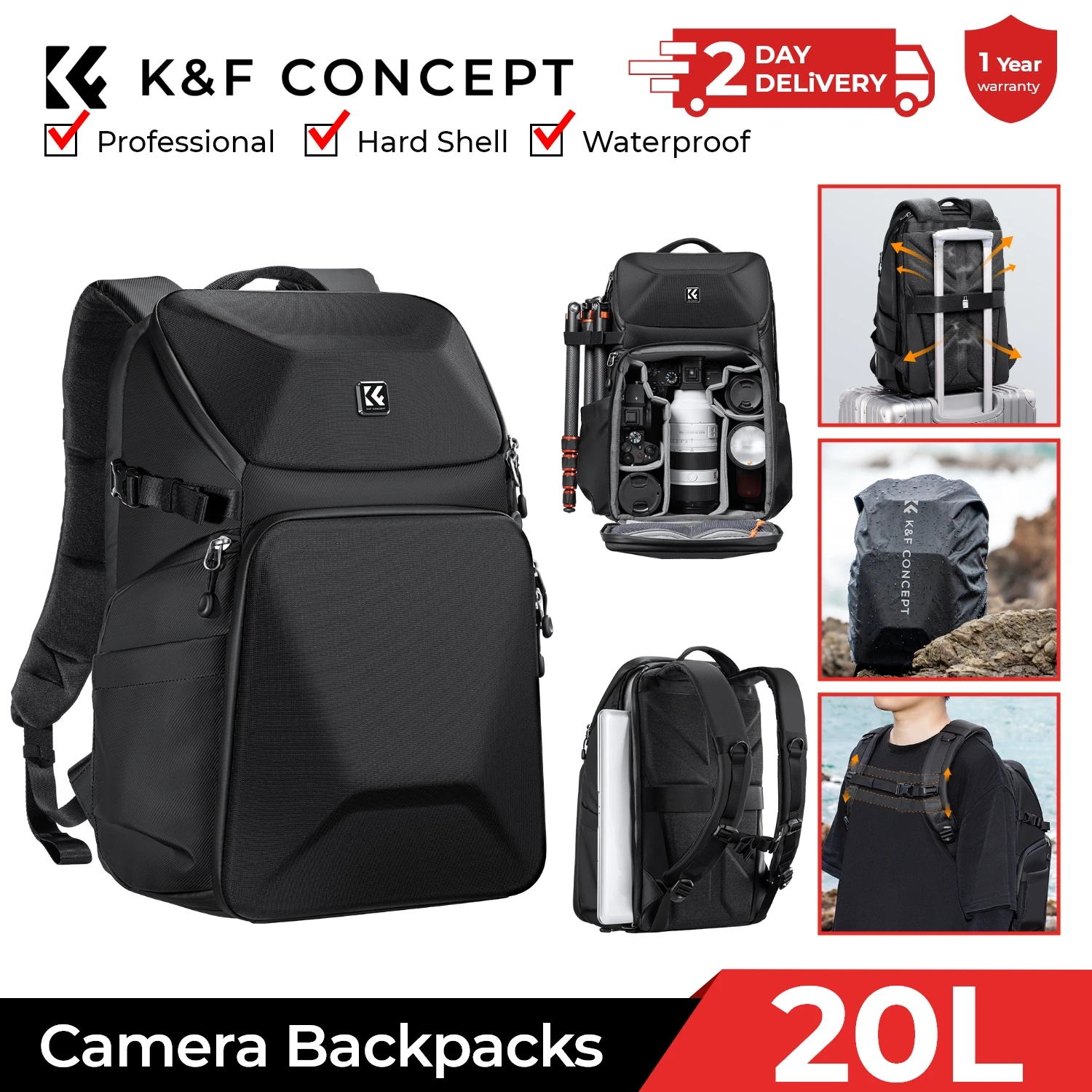 K&F CONCEPT 20L Tas Ransel Kam - Laptop Bag Waterproof ulasan dan harga